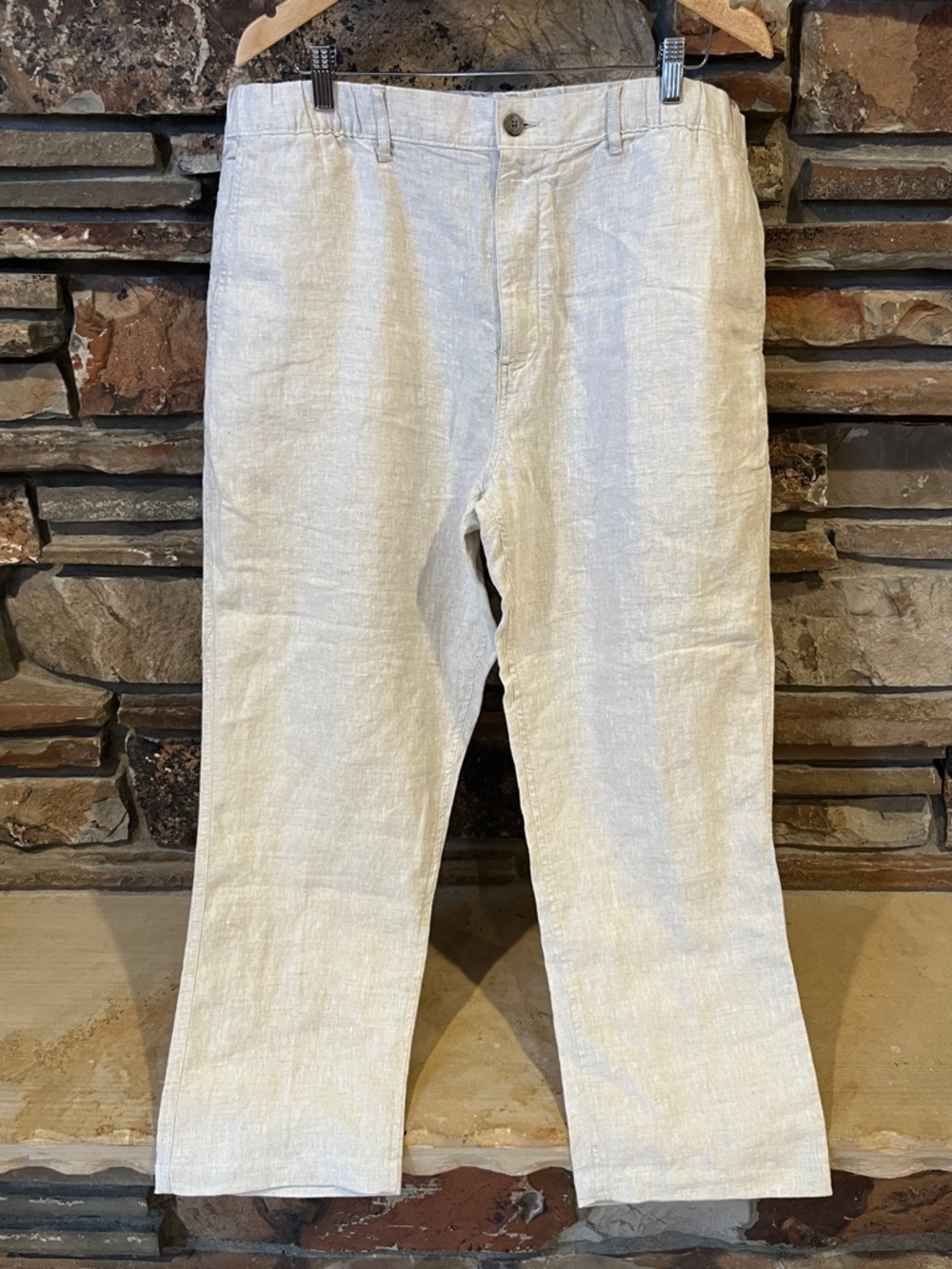 Caribbean Isle Sands Natural 100%  Linen Straight-Leg Pants